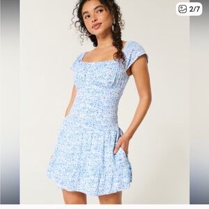 Hollister Blue and White Floral Romper